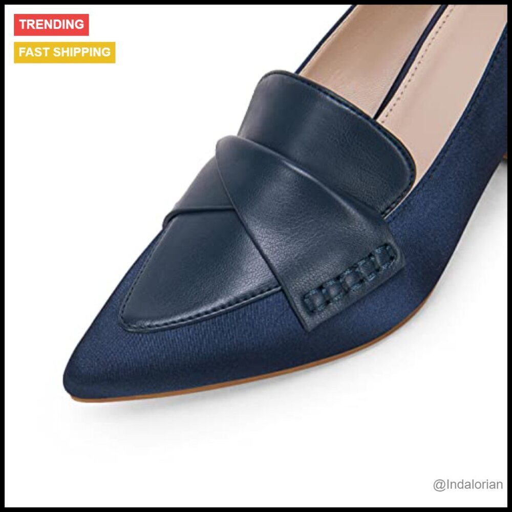 Chunky Block Low Heels Pumps Stitching Retro Work Office Dress Shoes - Picture 6 of 7